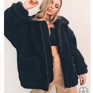 I.AM.GIA Black Pixie Teddy Oversized Jacket Small